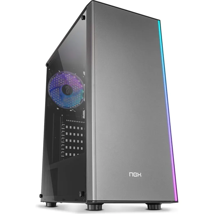 NOX Infinity Omega Midi-Tower Schwarz - Computer-Gehäuse (Midi-Tower, PC, SPCC, Gehärtetes Glas, Schwarz, ATX,ITX,Micro ATX, Gaming)