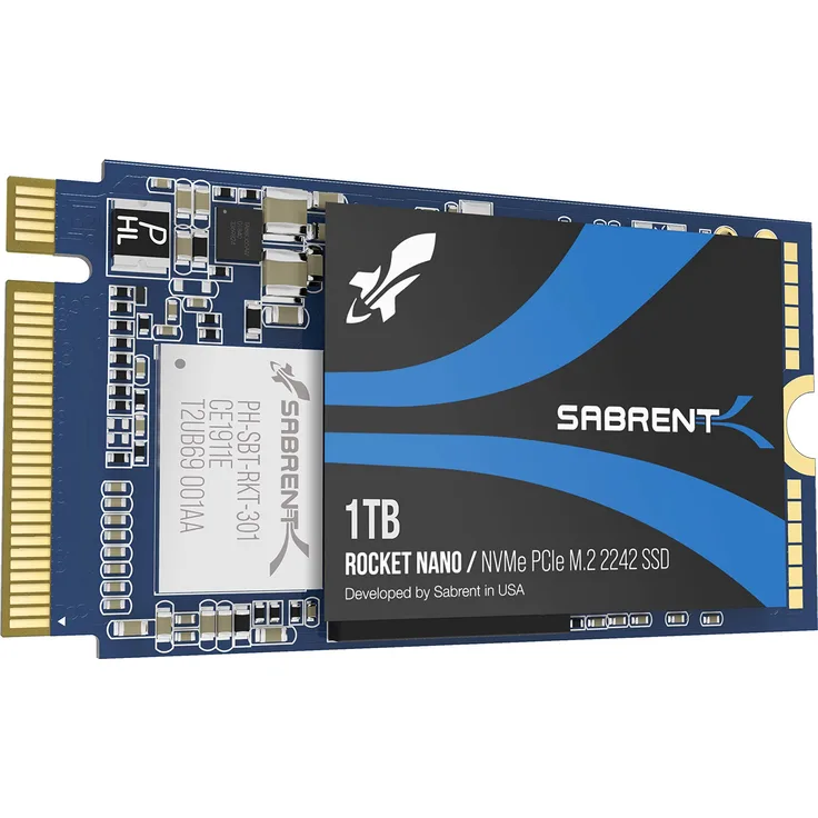 Sabrent 1TB Rocket NVMe PCIe M.2 2242 DRAM-freie interne Hochleistungs-SSD mit geringem Stromverbrauch (SB-1342-1TB)