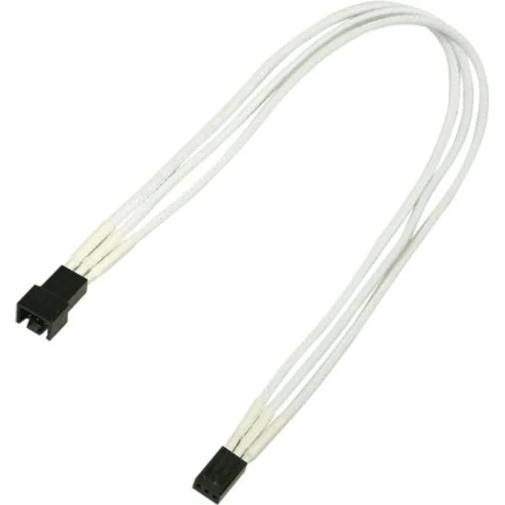 Nanoxia 900400017 3-Pin Molex Verlängerungskabel, 30 cm, Weißer Einzelsleeve