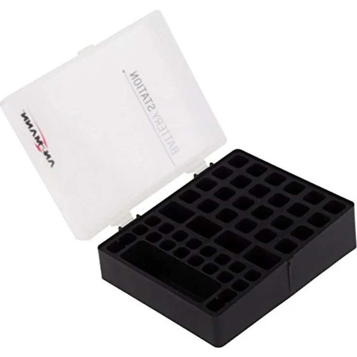 ANSMANN Batteriebox für AAA Micro, AA Mignon & 9V Block Akkus und Batterien - Praktische Akkubox zum Schutz & Transport für 48 Accus - Batterie Box & Akku Box zur Aufbewahrung