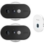 ABUS Akku-Überwachungskamera PPIC90200 2er-Set WLAN HD Kamera für Innen und Außen mit Basisstation - 120 Grad Blickwinkel - kabellos - weiß - 87915