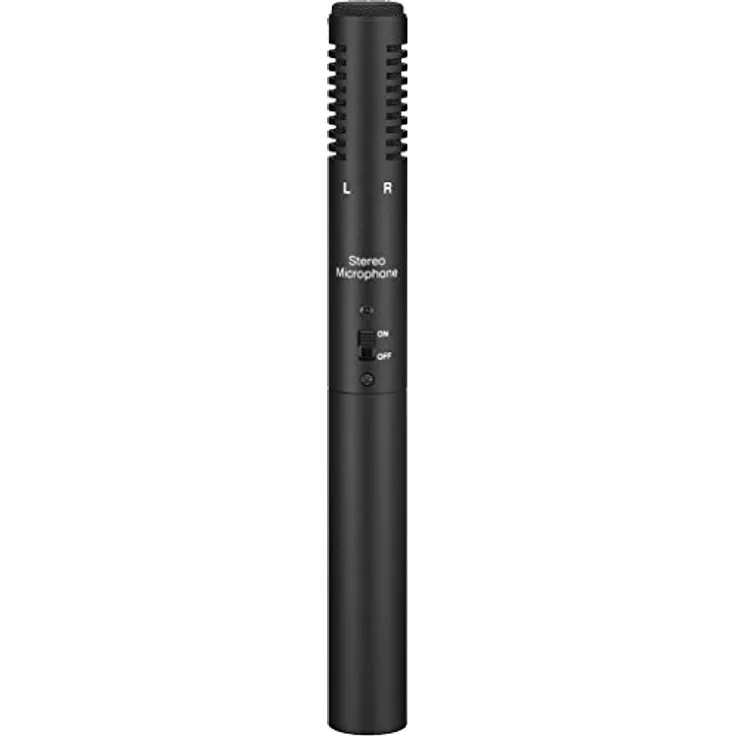 MONACOR ECM-600ST Elektret-Stereo-Mikrofon für den Einsatz mit Videokameras, schwarz