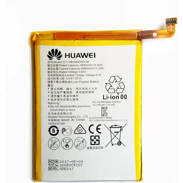 Original Huawei Li-Ion Polymer Festeinbau Akku mit 4000 mAh für Huawei Mate 8 - HB396693ECW