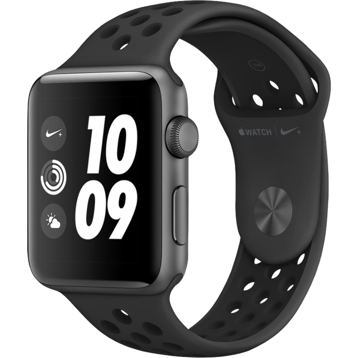 Apple Watch Series 3 Nike+ Smartwatch GPS, Unisex, 42mm, Aluminiumgehäuse, Sportarmband, Dunkelgrau/Anthrazit