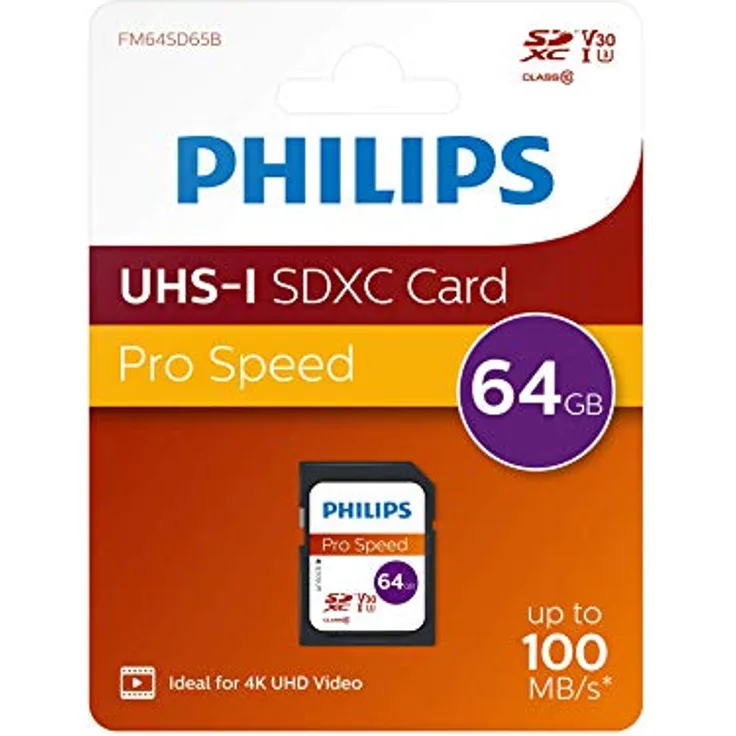 SDXC Philips 64 GB Classe 10, UHS-I U3, 4K
