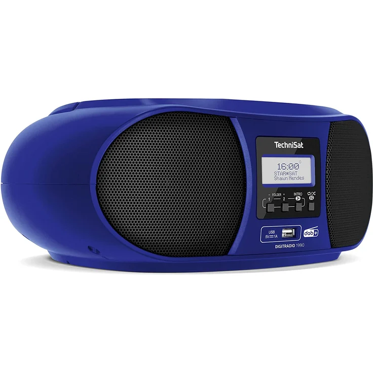 TechniSat DIGITRADIO 1990 - Stereo-Boombox mit DAB+/UKW-Radio und CD-Player (Bluetooth-Audiostreaming, Kopfhöreranschluss, USB, AUX in, Ladefunktion, Uhr, 2 x 1,5 Watt Ausgangsleistung) blau – Bild 2