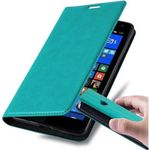 cadorabo Hülle für Nokia Lumia 535 in PETROL TÜRKIS Handyhülle mit Magnetverschluss, Standfunktion und Kartenfach Case Cover Schutzhülle Etui Tasche Book Klapp Style