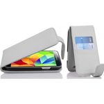 cadorabo Hülle für Samsung Galaxy S5 / S5 NEO in SCHNEE WEIß Handyhülle im Flip Design mit Kartenfach Case Cover Schutzhülle Etui Tasche Book Klapp Style