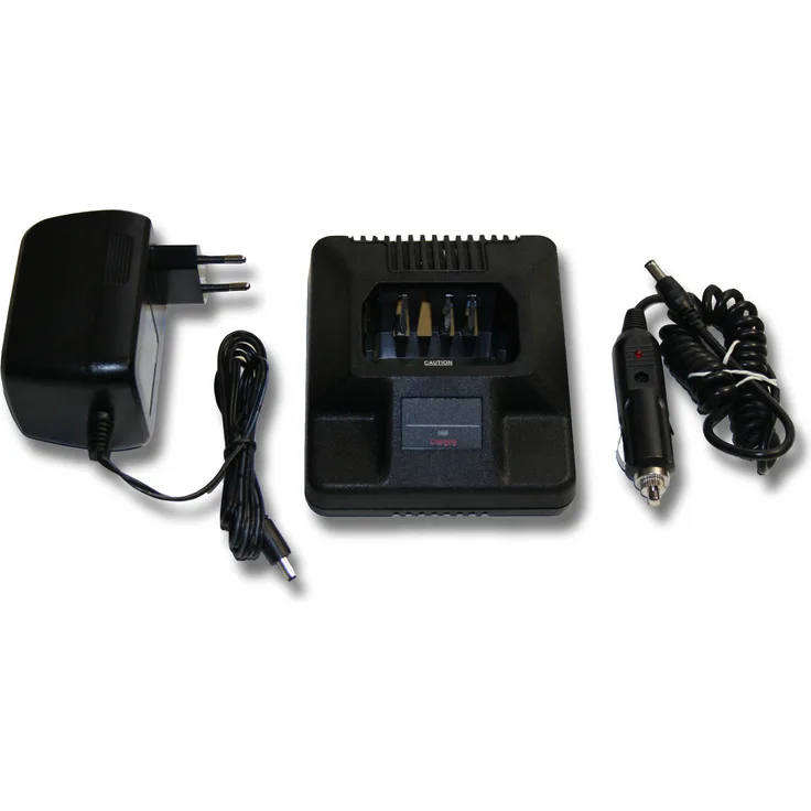 VHBW Akku-Ladegerät passend für Motorola GP300, GP600 Funkgerät Walkie Talkie Akkus (Ladeschale, Netzteil + KFZ-Ladekabel)