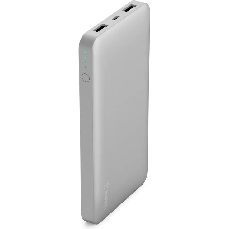 Belkin Pocket Power Bank 10000 mAh Externer Akku (zertifizierte Sicherheit, für iPhone 11, 11 Pro-Pro Max, X, XS, XS Max, XR, SE, 8 , 8+, 7, iPad, Samsung Galaxy S10, S10+, S10e) silber