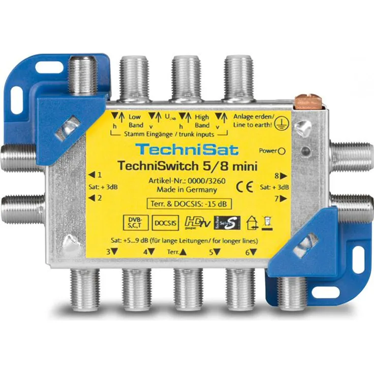 TechniSat TECHNISWITCH 5-8 MINI, Multischalter - Satverteiler für bis zu 8 Teilnehmer, 100m Entfernung überbrückbar, inkl. DOCSIS-Signal-Übertragung