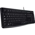 Logitech K120 Kabelgebundene Tastatur für Windows, USB-Anschluss, Leises Tippen, Robust, Spritzwassergeschützt, Einstellbare Tastaturaufsteller, Spanisches QWERTY-Layout - schwarz