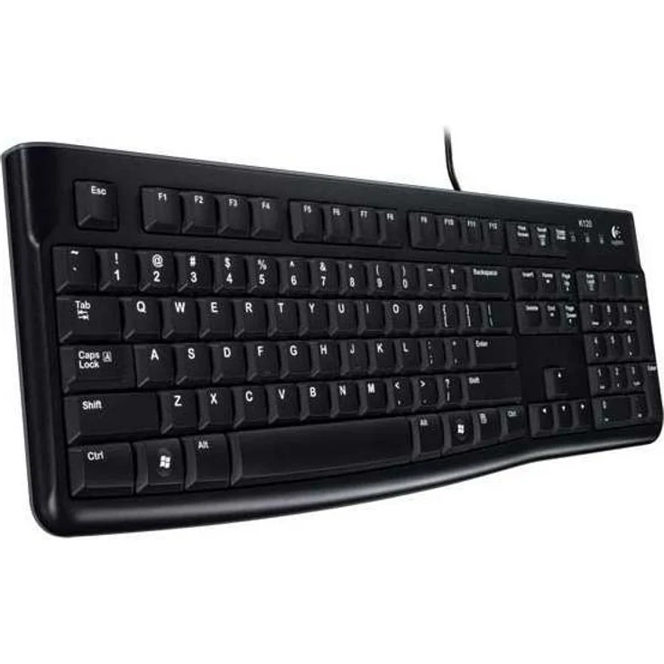Logitech K120 Kabelgebundene Tastatur für Windows, USB-Anschluss, Leises Tippen, Robust, Spritzwassergeschützt, Einstellbare Tastaturaufsteller, Spanisches QWERTY-Layout - schwarz – Bild 1