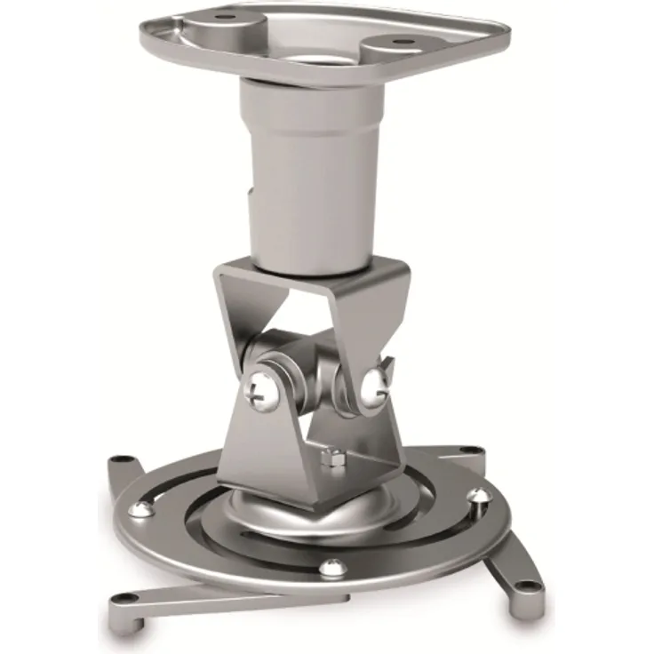 PureMounts PM-SPIDER-PLUS-S Beamer Deckenhalterung, neigbar 25°, drehbar, Deckenabstand: 225mm, Traglast max. 15kg, Lochabstand 180-310mm, silber