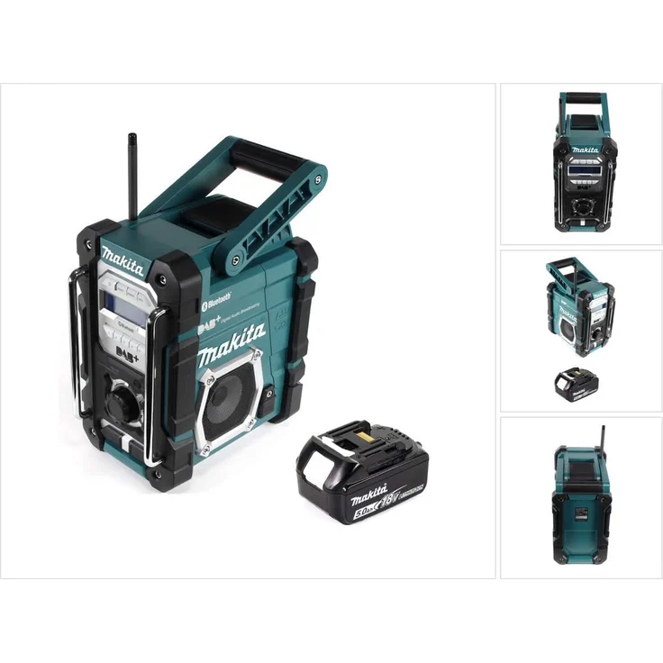 Makita DMR 112 T1 7,2 - 18V Bluetooth DAB+ + 1x 5,0Ah Akku - ohne Ladegerät Baustellenradio mit Bluetooth, geeignet für Outdoor, spritzwassergeschützt, blau – Bild 5