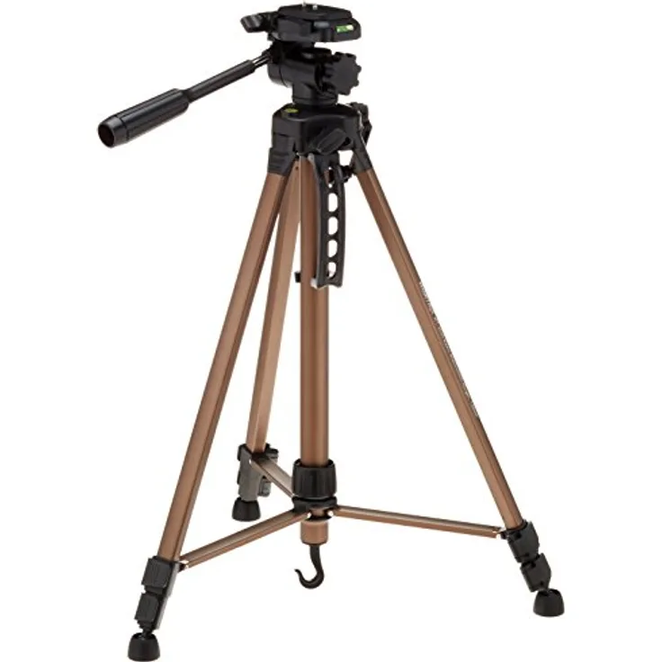 Walimex WT-3530 Basic Stativ (Aluminium, 56-146 cm, 1070 g, inkl. 3D-Neiger, Schnellwechselplatte und praktischer Transporttasche) bronze