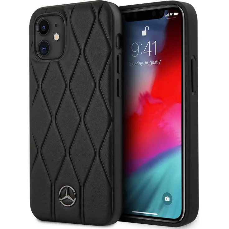 Mercedes Benz Wave Line Hard Case Cover Hülle für Apple iPhone 12 mini (5.4) - Schwarz