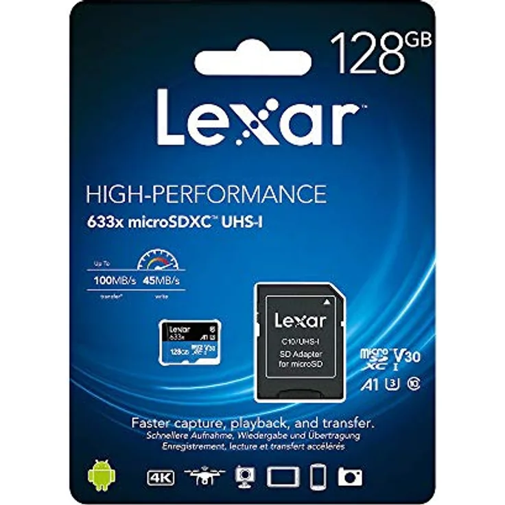 Lexar microSDXC Karte 128GB UHS-I High Performance 633x U3 100MB-s