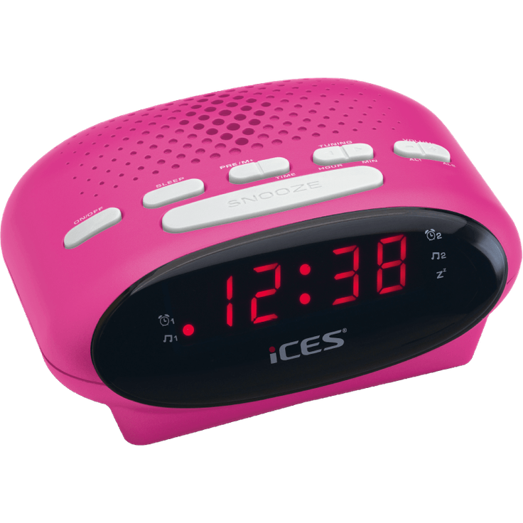 iS ICR-210 Uhrenradio (2X Weckzeiten, Schlummerfunktion, Sleeptimer) pink – Bild 1
