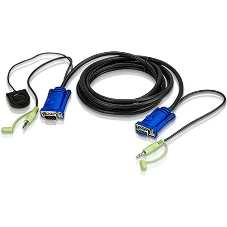ATEN 2L-5203B - Videokabel-Adapter (3 m, VGA (D-Sub) + 3.5mm, VGA (D-Sub) + 3.5mm, Schwarz, Männlich-Weiblich)