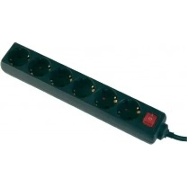 Intertec Steckdosenleiste 6-fach, schwarz, H05VV-F 3G 1,5 mm²
