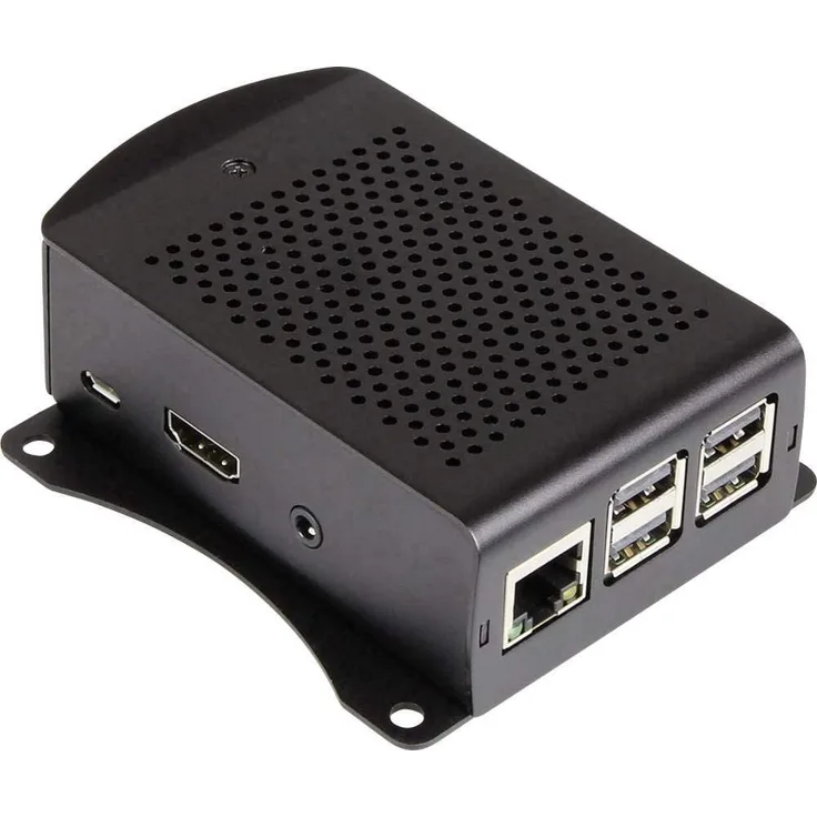Aluminium Gehäuse mit Wandhalterung für Raspberry Pi 4 Modell B, schwarz