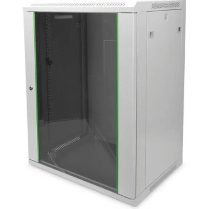 DIGITUS Netzwerk-Schrank 19 zoll 16 HE - Wandmontage - 450 mm Tiefe - Traglast 60 kg - Dynamic Basic - Glastür - Grau