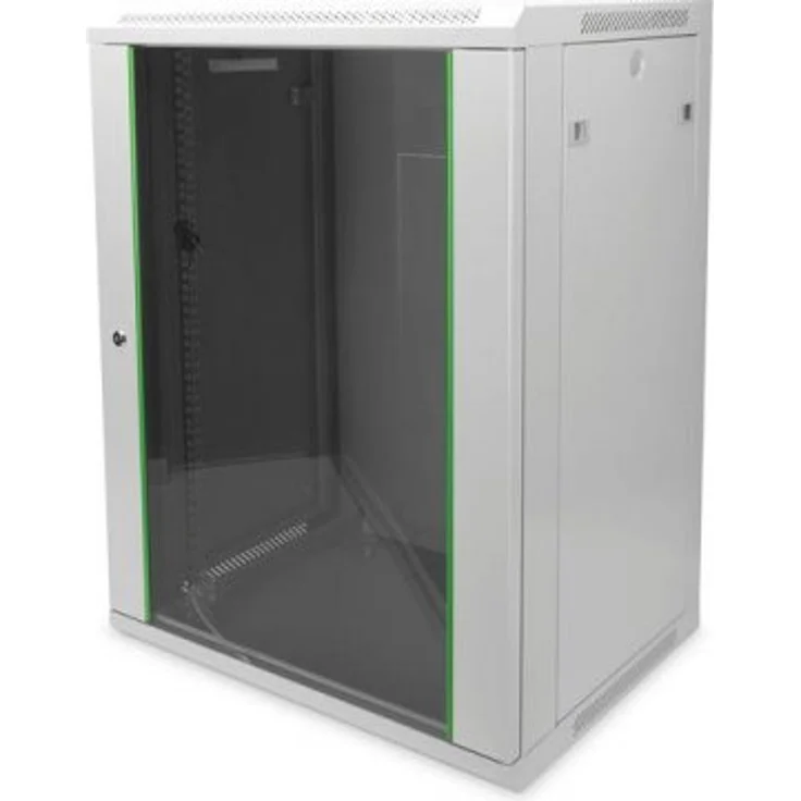 DIGITUS Netzwerk-Schrank 19 zoll 16 HE - Wandmontage - 450 mm Tiefe - Traglast 60 kg - Dynamic Basic - Glastür - Grau – Bild 1