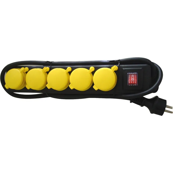 UNITEC 47555 FR-Tischsteckd,IP44,5f,1,5m,H07RN-F3G1,5mm²,sw-ge