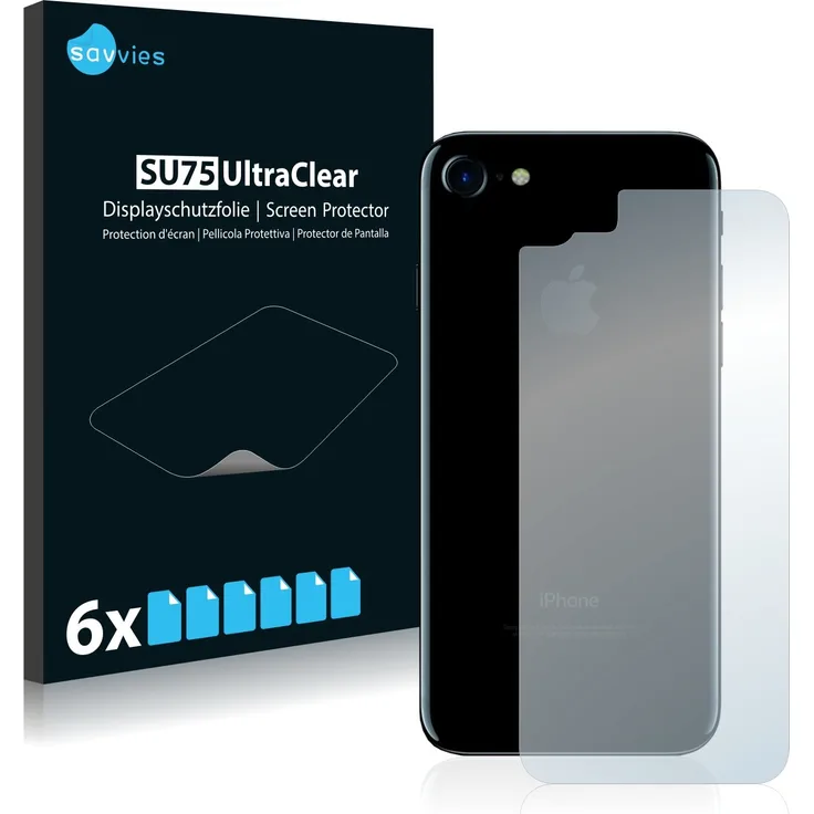 Apple iPhone 7 Rückseite (gesamte Fläche) Schutzfolie [6er Pack] - kristallklare Displayschutzfolie Folie Displayfolie