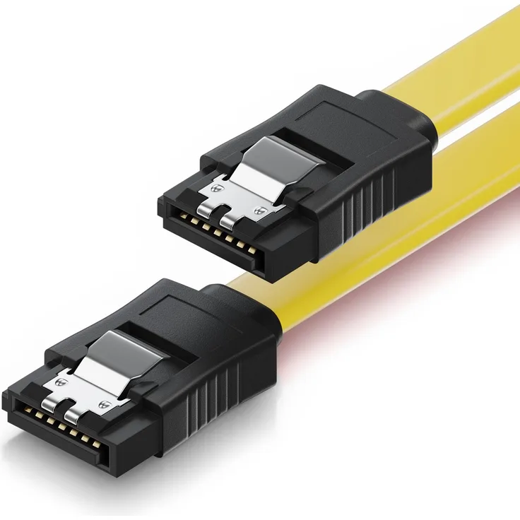 deleyCON [0,3m] S-ATA 3 Kabel - flexibles PREMIUM SATA 3 HDD / SSD Datenkabel mit Clip - 2x Stecker gerade - bis 6 GBit/s - Länge: 30cm / Farbe: Gelb