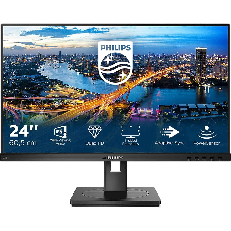 Philips 245B1/00 - 23,8 Zoll, WQHD (2560 x 1440 Pixel), IPS-Panel, 75Hz, 4ms, 250cd/m² (245B1/00) – Bild 1