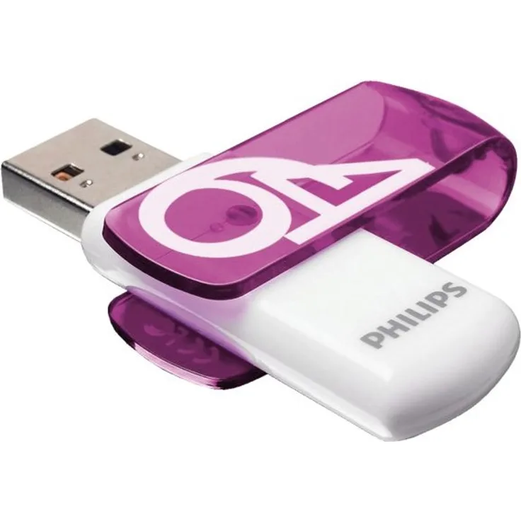 Philips Vivid USB 2.0 Speicherstick 64 GB Design-USB-Stick, farblich sortiert