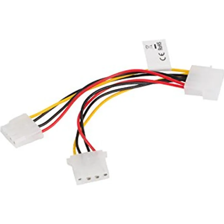 Lanberg CA-HDHD-10CU-0015 Molex''(4Pol) Stecker auf Molex (4Pol) Buchse 2x Y-Kabel'' Splitter, 15 cm mehrfarbig