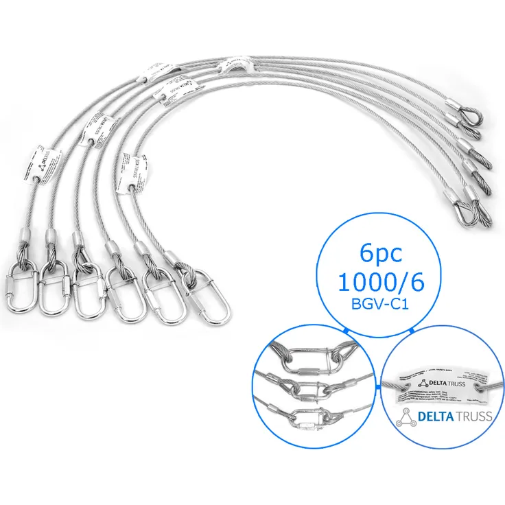 Sicherheitsfangseil 1000x6mm - 6er Set - Safety nach BGV-C1 bis 36kg
