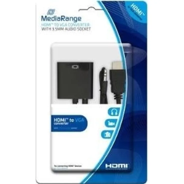 MediaRange HDMI auf VGA Konverter, mit 3.5mm Audio-Anschluss, schwarz