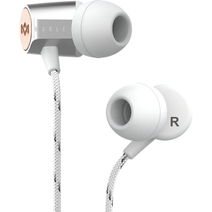 House of Marley Uplift 2.0, Geräuschisolierende In-Ear Kopfhörer, 9mm Treiber, Mikrofon, 1-Knopf Steuerung, nachhaltige Materialien, verschiedene Ohrstöpselgrößen, silver