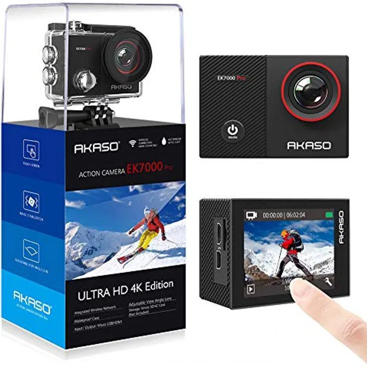 AKASO EK7000 Pro 4k-Action-Cam (4K) inkl. Zubehör-Kit 