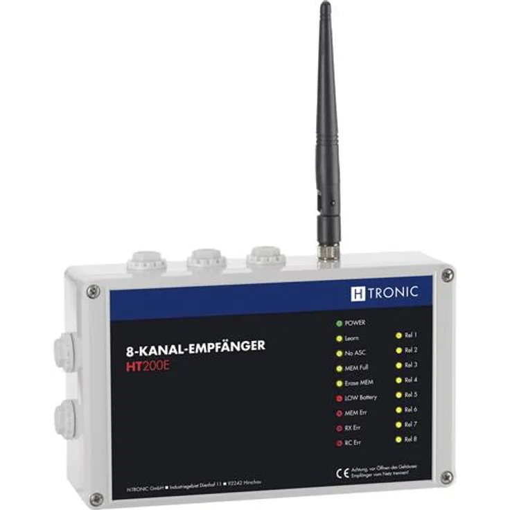 H-Tronic HT200E Funkempfänger 8-Kanal Frequenz 868.35MHz, 869.05MHz, 869.55MHz 12V Reichweite max. (im Freifeld) 200m