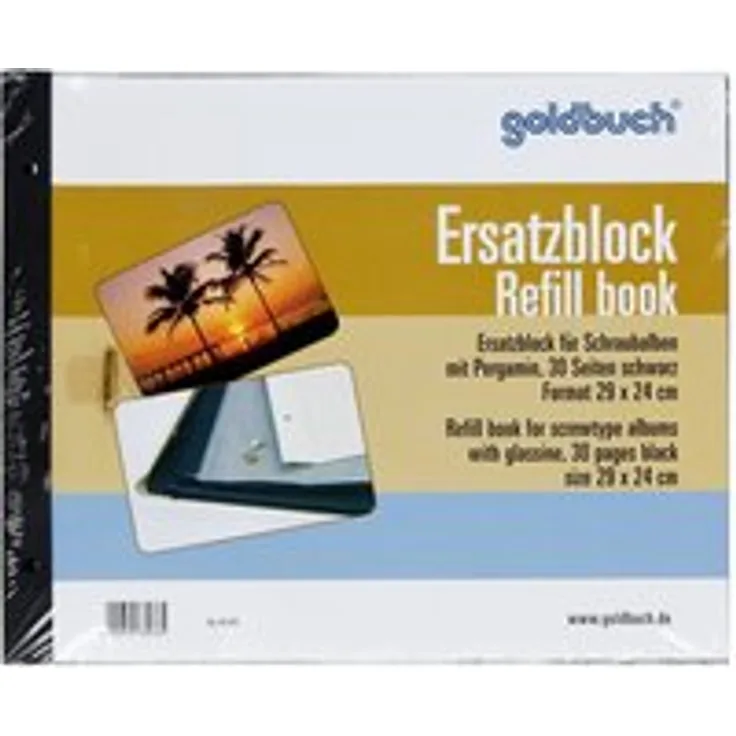 goldbuch Ersatzblock für Schraubalbum, 30 schwarze Seiten mit Pergamin-Trennblättern, Passend für Alben mit einer größe von 30 x 25 cm, 83076