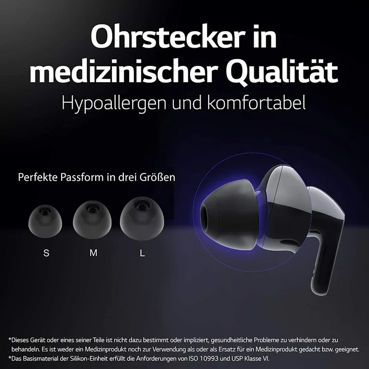 LG Tone Free HBS-FN6 True Wireless In-Ear Kopfhörer, mit Bluetooth, Mikrofon, Noise Cancelling, schwarz – Bild 23
