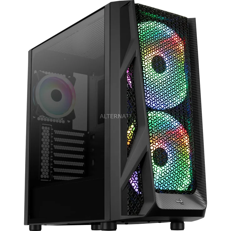 Aerocool AirHawk Duo, PC EATX-Box, 3 Lüfter, Steuerungsnabe, Hartglasscheibe, – Bild 1