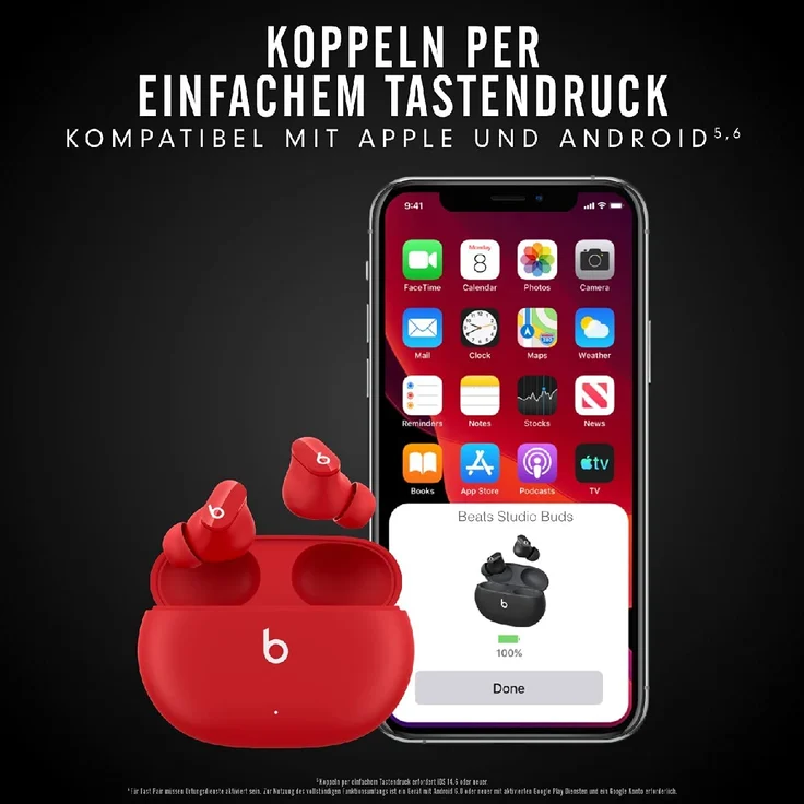 Beats By Dre Studio Buds In-Ear-Kopfhörer, True-Wireless, IPX4, rot – Bild 4