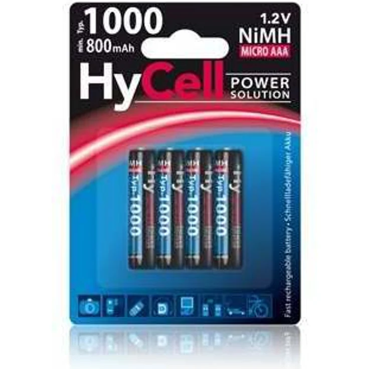 HyCell wiederaufladbar Akku Batterie Micro AAA 1000mAh NiMH ohne Memory-Effekt 4er Pack Photo Fotoakku Digitalkamera Spielzeug-Akku – Bild 1