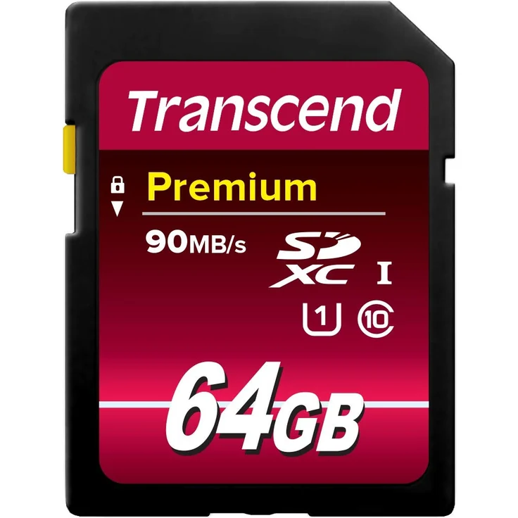 Transcend 64 GB SDXC-Speicherkarte, Klasse 10, UHS-I, Übertragungsrate 90 MB-s (max.) – Bild 1