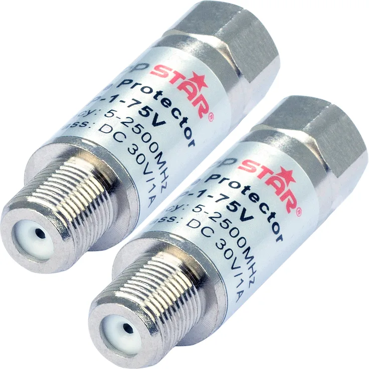 Poppstar 1008798 2x Sat Antenne Überspannungsschutz (Schutzadapter F-Stecker auf F-Buchse), Blitzschutz für Koaxialkabel silber