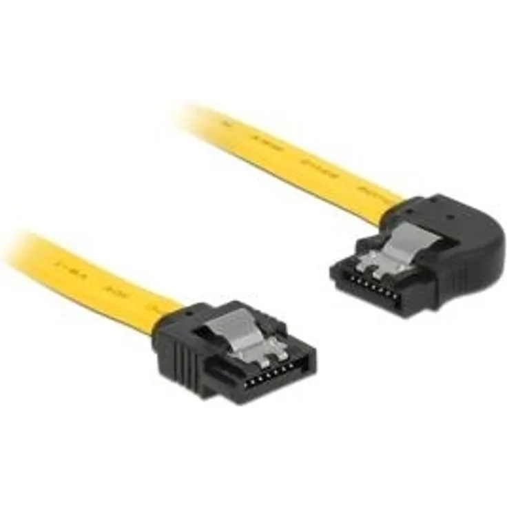 DeLOCK - SATA-Kabel - Serial ATA 150/300/600 - 7-poliges SATA (M) - 7-poliges SATA (M) - 20cm - links abgewinkelter Anschluss, verriegelt - Gelb (83958)