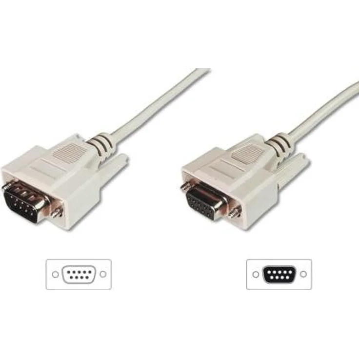 DIGITUS Serielles Anschluss-Kabel - D-Sub 9 zu D-Sub 9 - Stecker zu Buchse - 2.0m - Verlängerungskabel - Beige