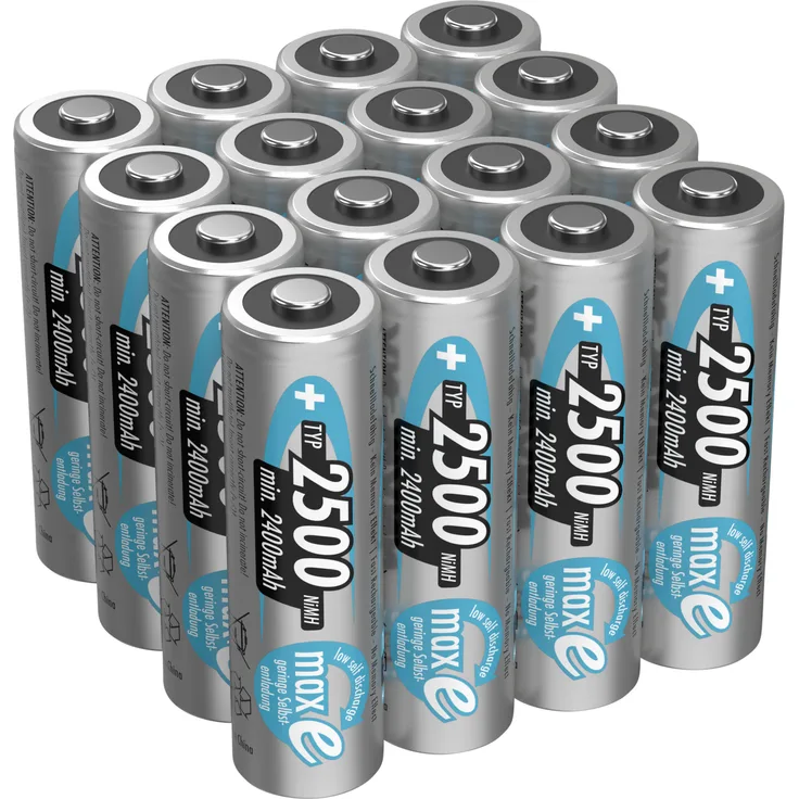 ANSMANN Akku AA maxE 2500mAh Mignon NiMH 1,2V - 1000x wiederaufladbar (16 Stk)