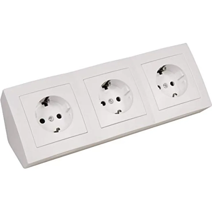 MC POWER - Steckdosenblock Unterbausteckdosen | FLAIR | 3-fach Schutzkontaktsteckdosen, 15cm Kabel mit Lüsterklemme, 250V~ - 16A, Aufbau, weiß, matt